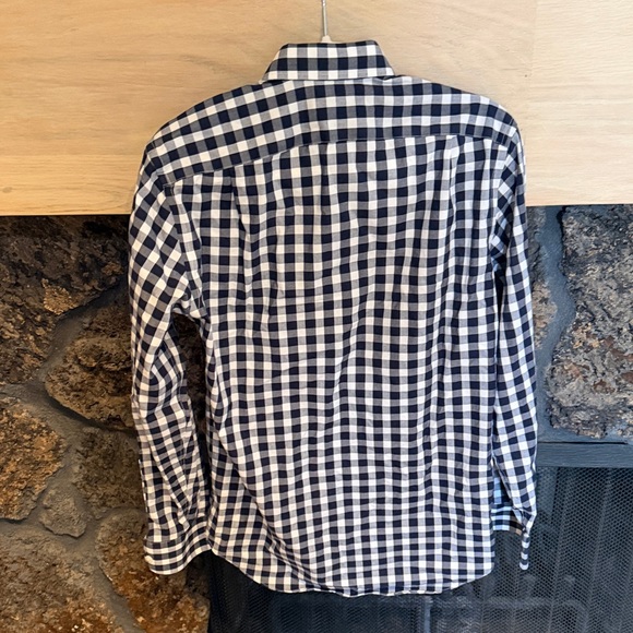J. Crew Men's Navy and White Plaid Shirt - Picture 3 of 4